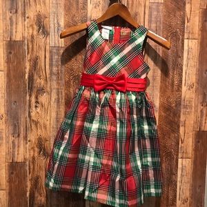 Bonnie Jean Girl’s Red and Green Plaid Dress with Red velvet jacket